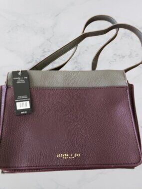 NWT Olivia + Joy Gray and Burgundy Crossbody Bag